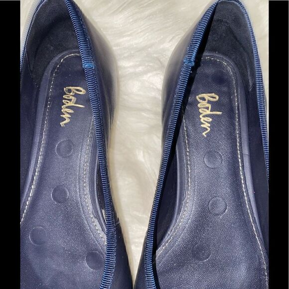 BODEN Almond Toe Navy Blue Ballerina Shoe - Picture 5 of 9